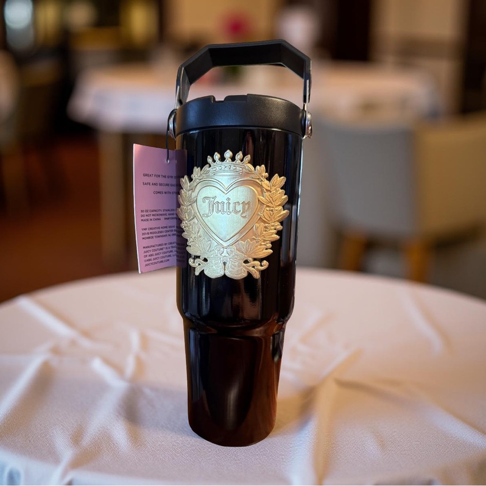 Juicy Couture NWT Just Arrived Stunning Black & Gold 30 Oz Stainless Tumbler